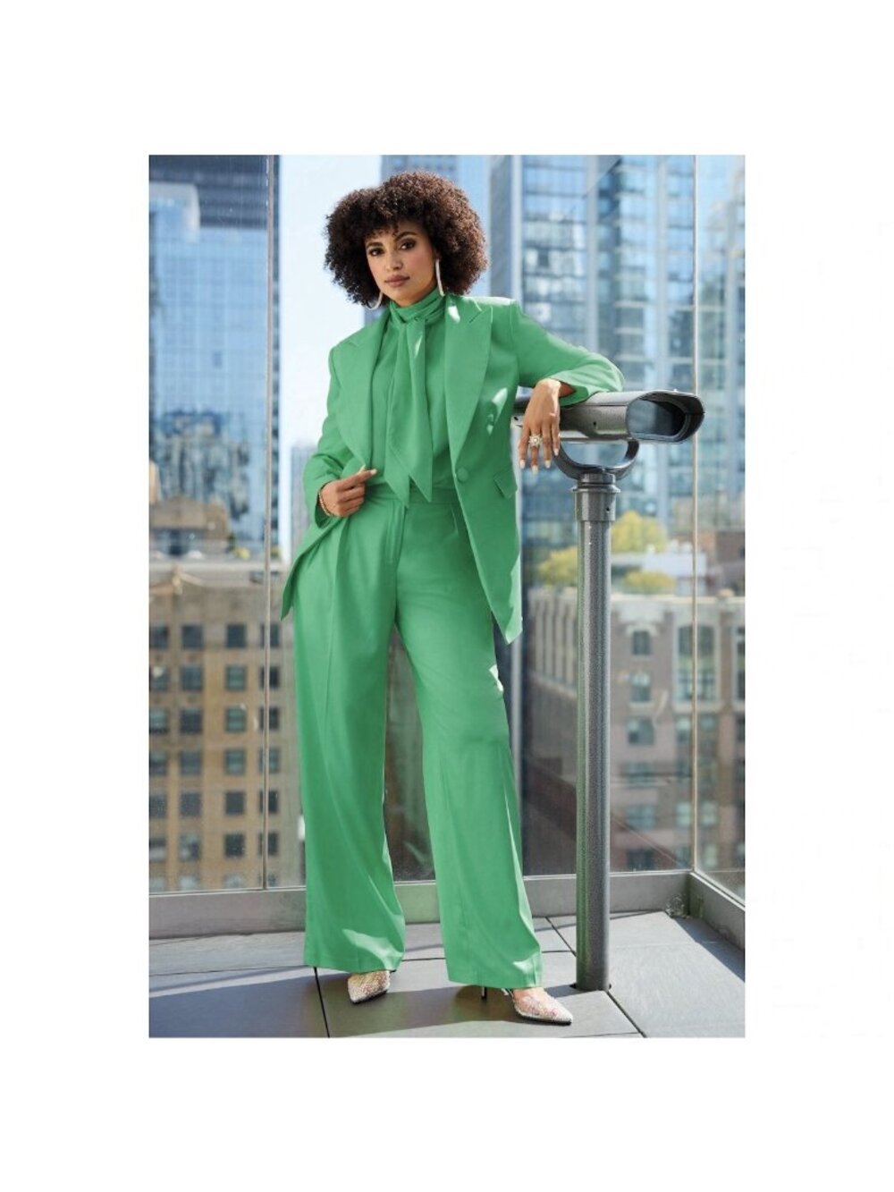 Ashro Womens Solange 3 Piece Pant Suit Set Green Size 12